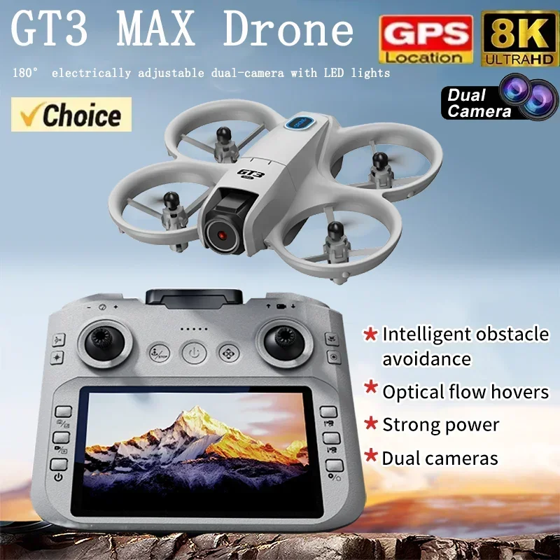 Drone Kit Professional - 2026年新型GT3ミニ LED折りたたみ式ドローン GPS 8K HDデュアルカメラ ブラシレスモーター